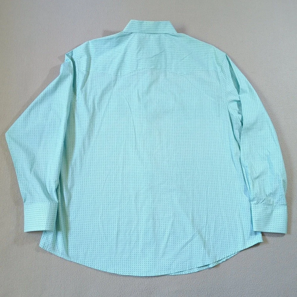 Wrangler Wrancher Pearl Snap Shirt‎ Mens XXL Light Blue Geometric Western